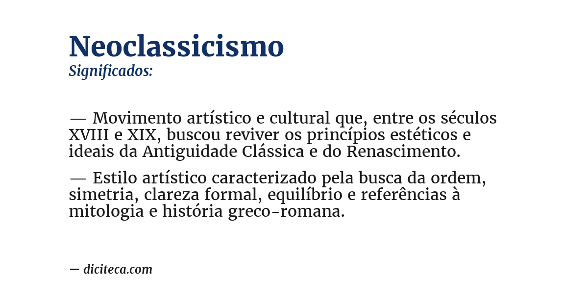 Significado de neoclassicismo
