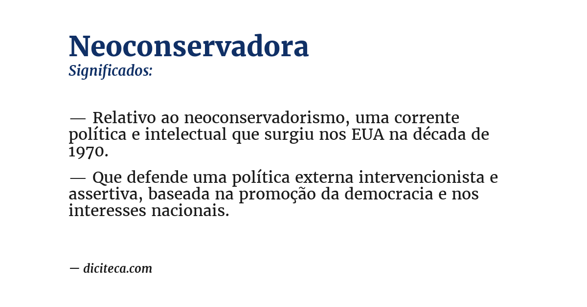 Significado de neoconservadora