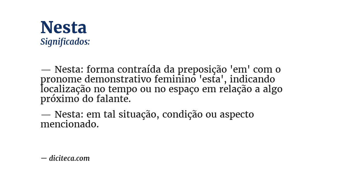 Significado de nesta