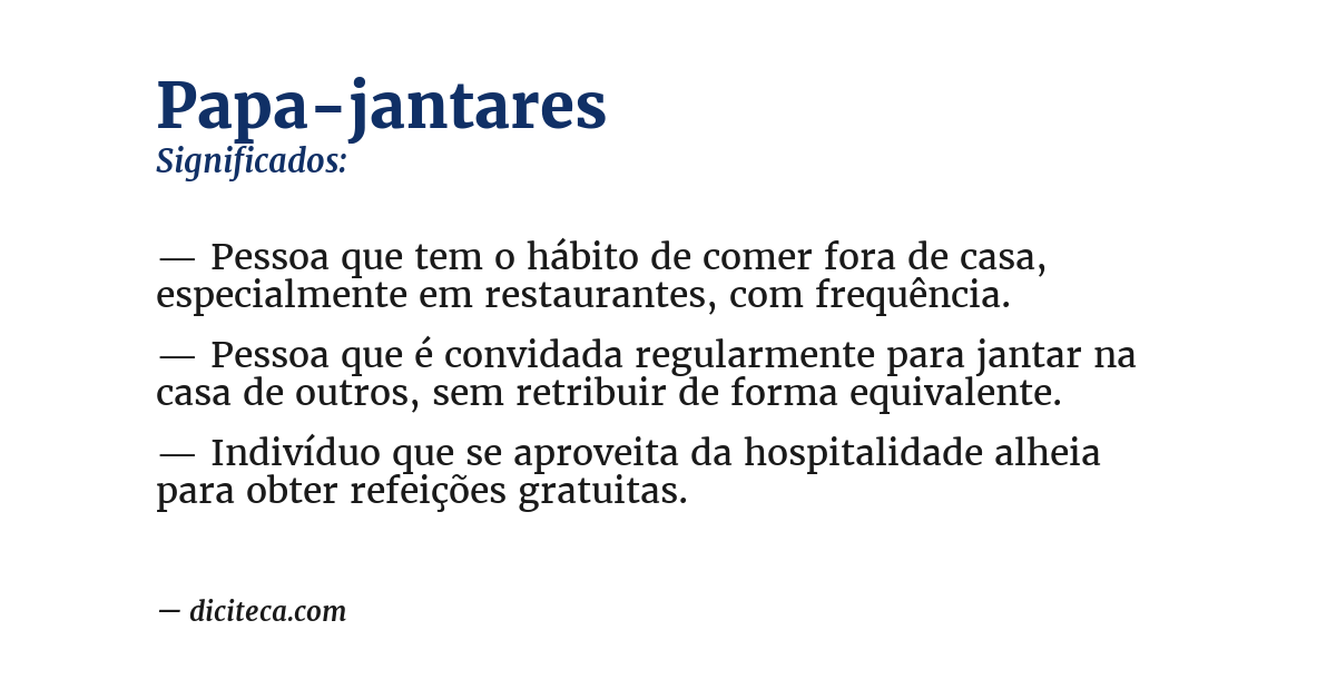 Significado de papa-jantares