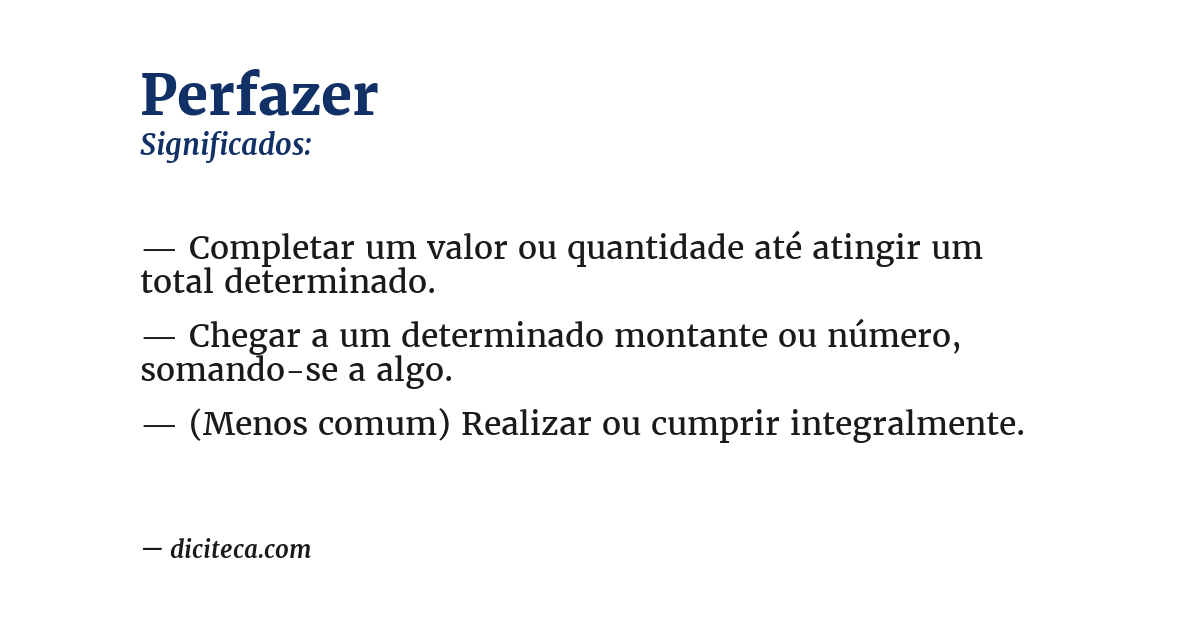 Significado de perfazer