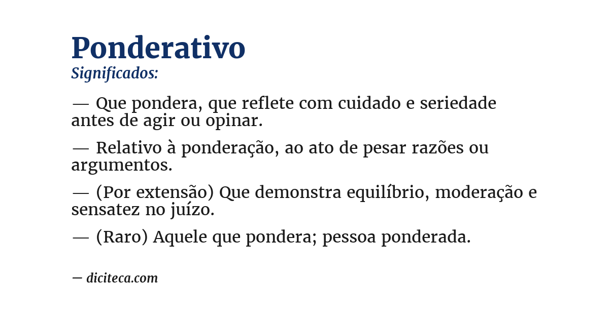Significado de ponderativo