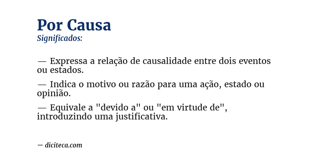 Significado de por causa