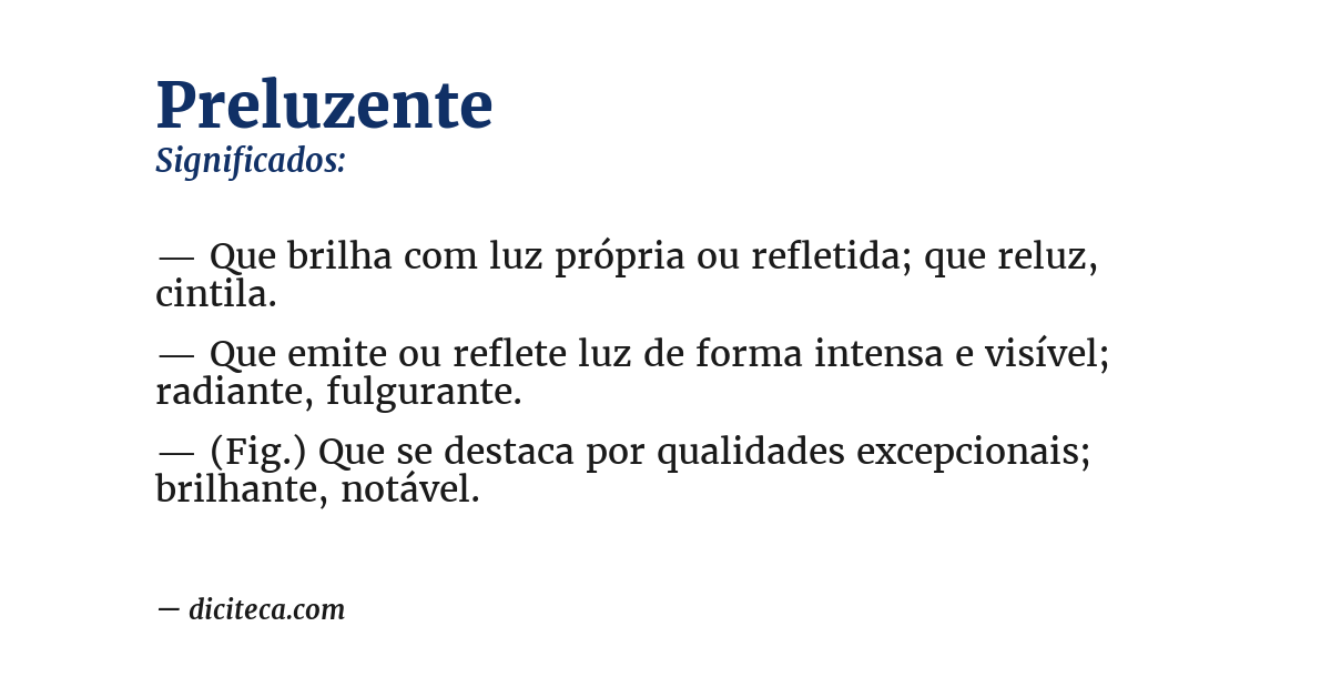 Significado de preluzente