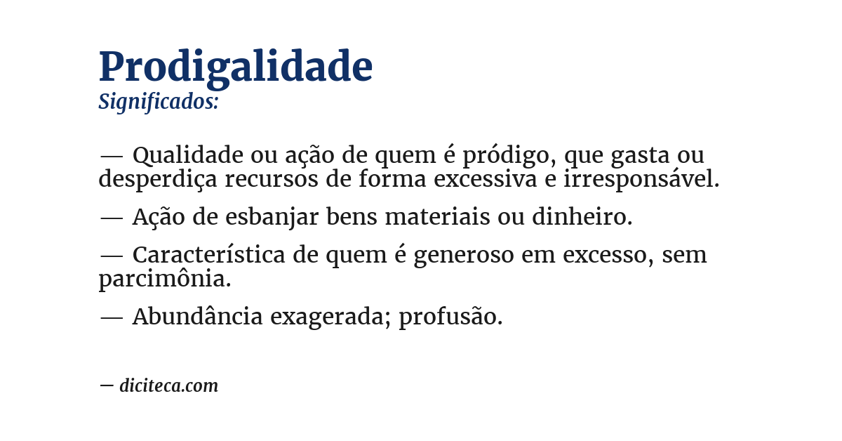 Significado de prodigalidade