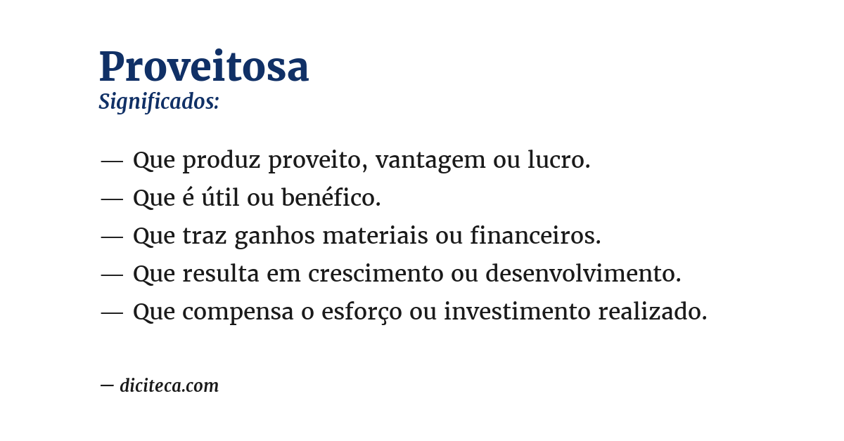 Significado de proveitosa