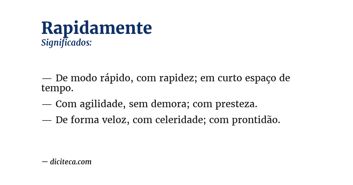 Significado de rapidamente