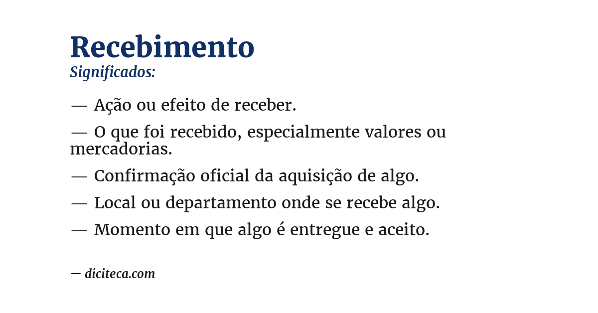 Significado de recebimento