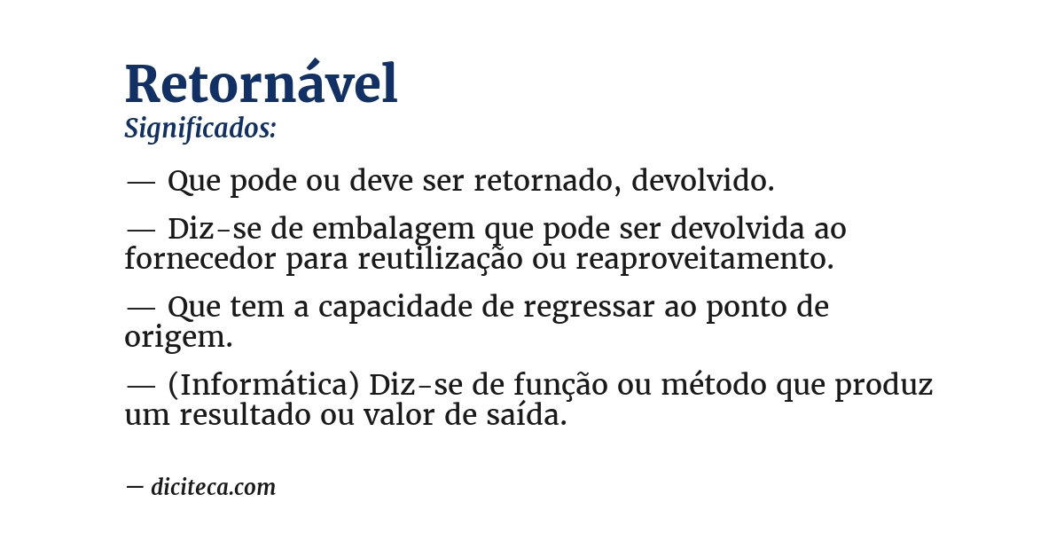 Significado de retornável