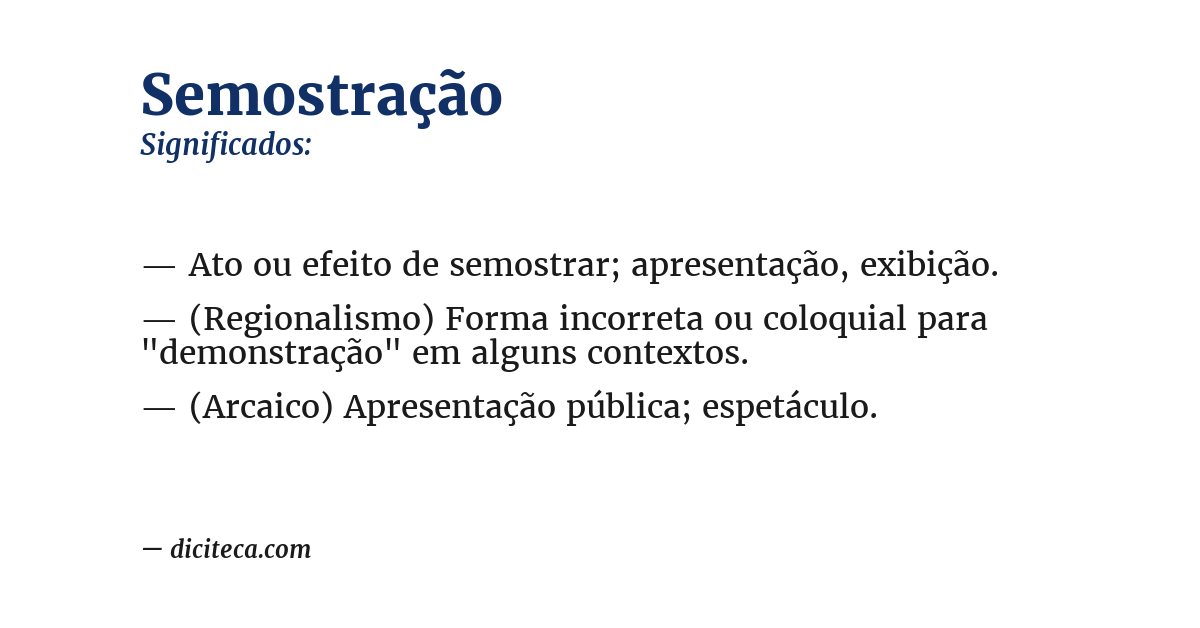 Significado de semostração
