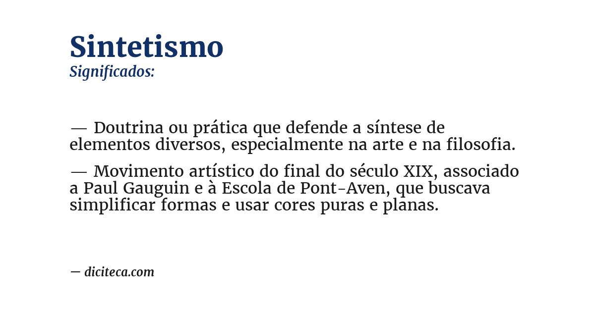 Significado de sintetismo