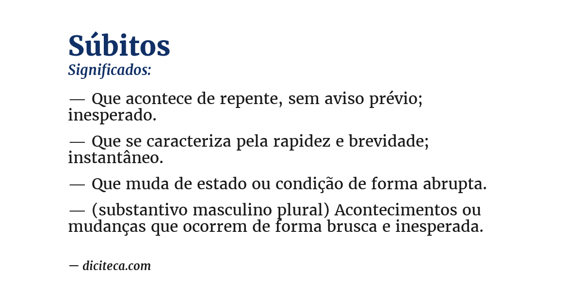 Significado de súbitos