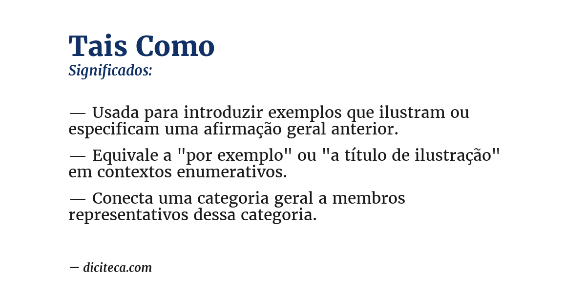 Significado de tais como