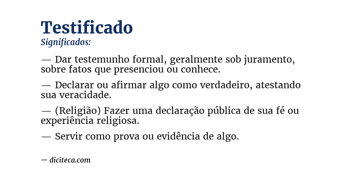 Significado de testificado