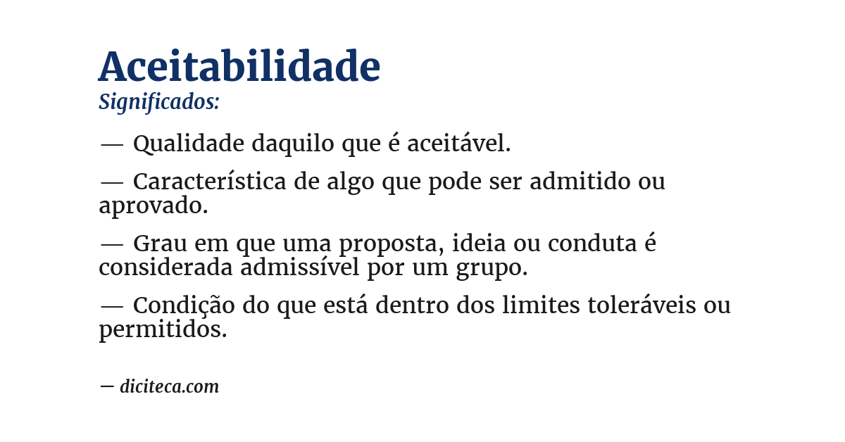 Significado de aceitabilidade