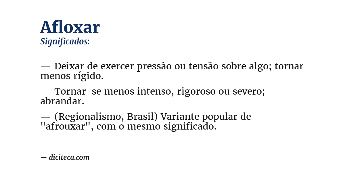 Significado de afloxar