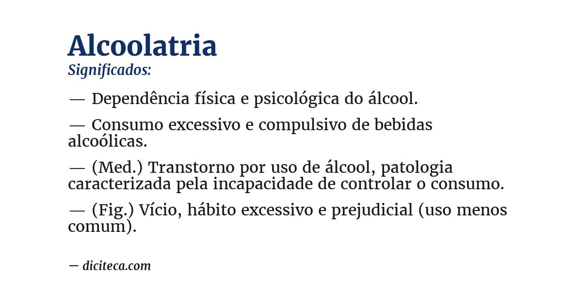 Significado de alcoolatria