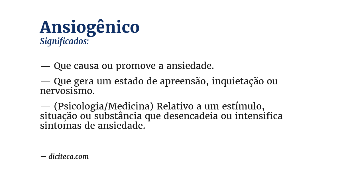 Significado de ansiogênico