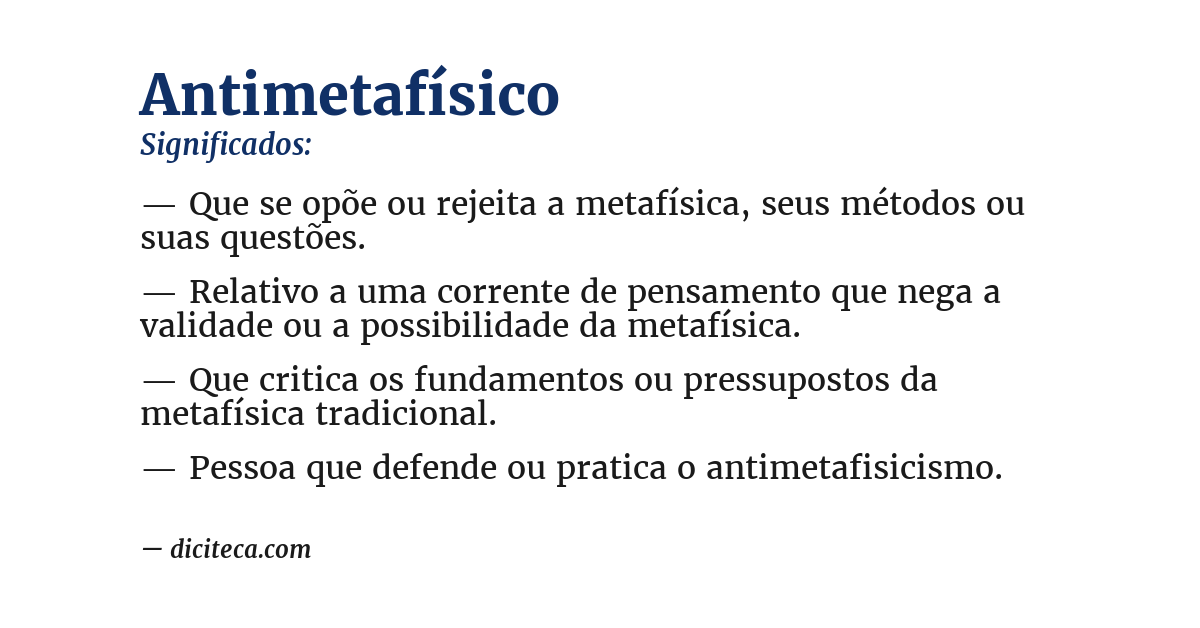 Significado de antimetafísico