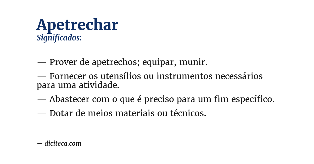 Significado de apetrechar
