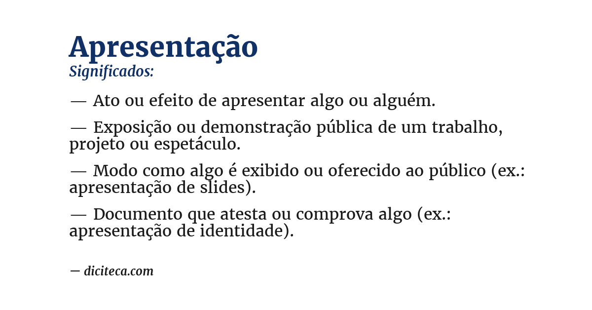 Significado de apresentação