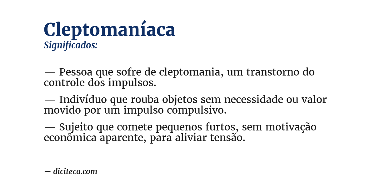 Significado de cleptomaníaca