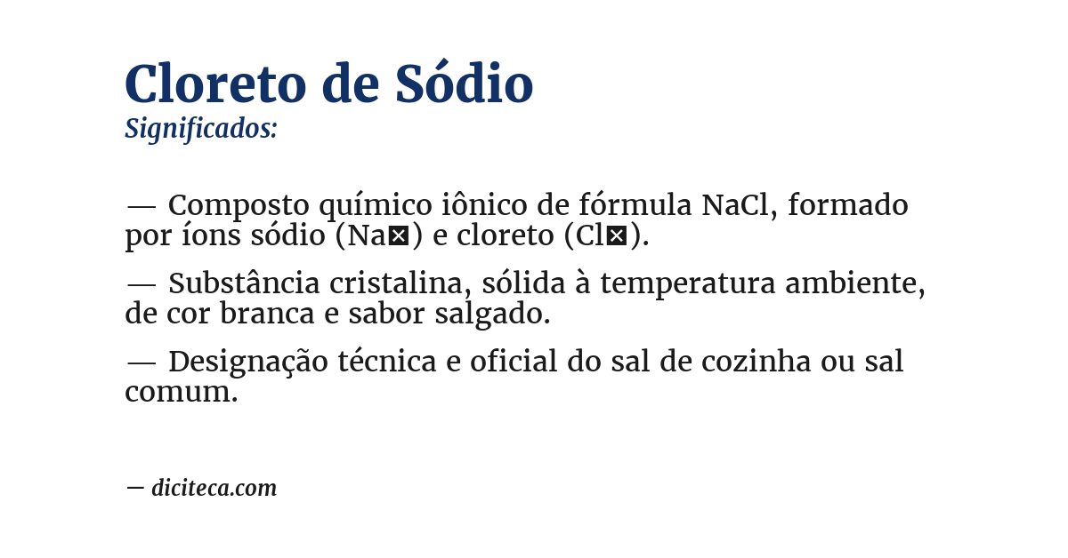 Significado de cloreto de sódio