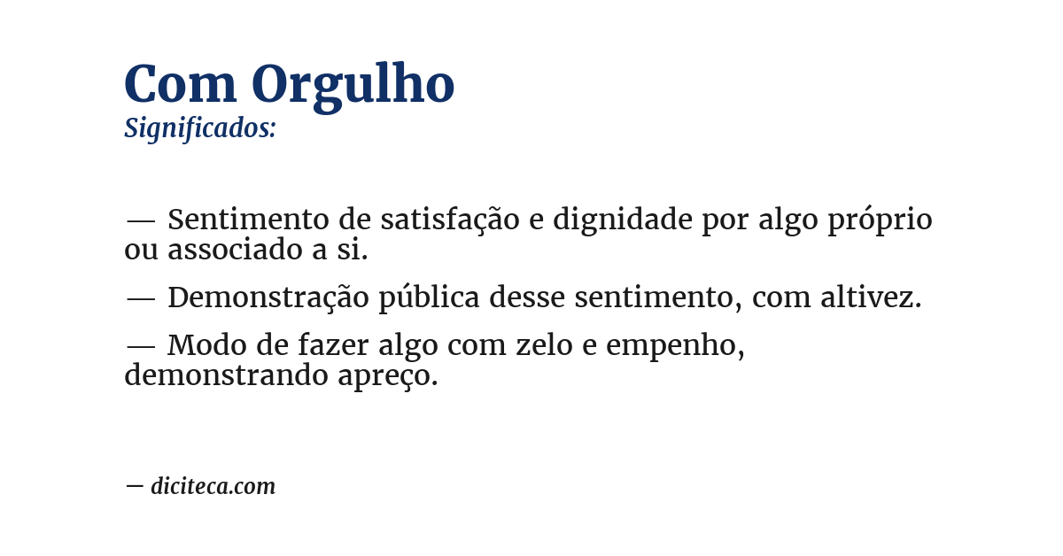 Significado de com orgulho