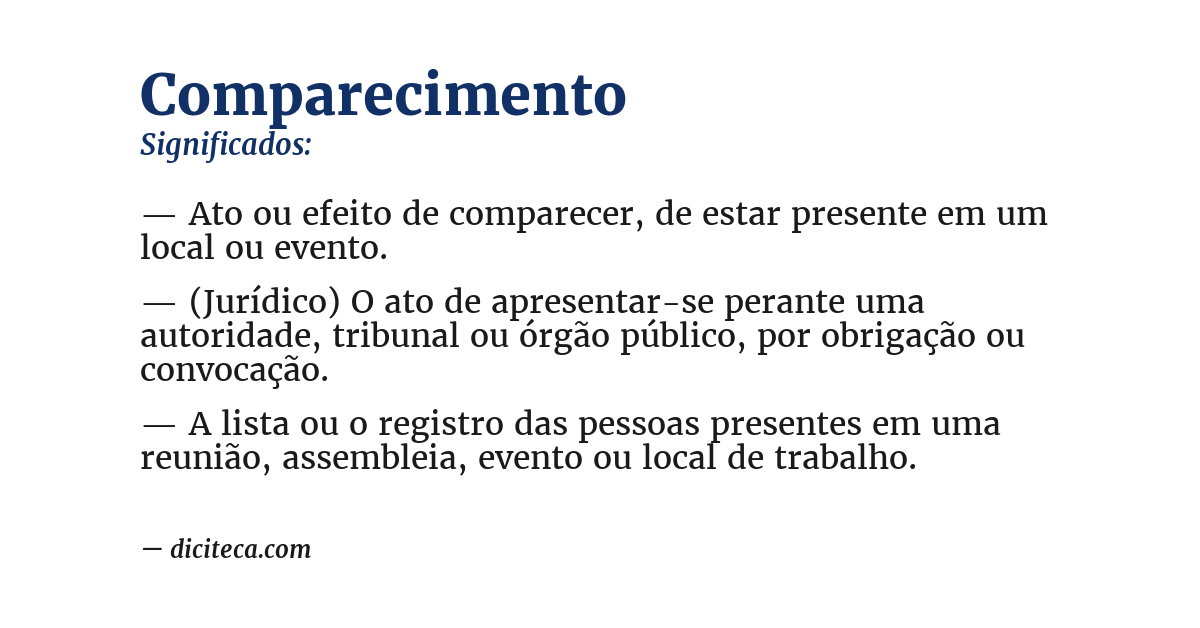 Significado de comparecimento