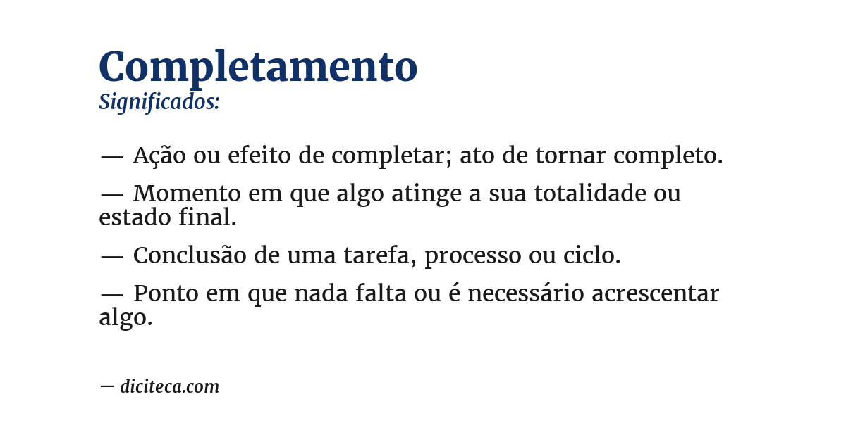 Significado de completamento