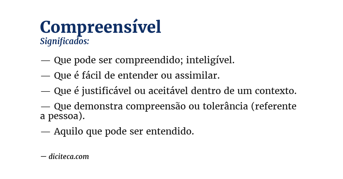 Significado de compreensível