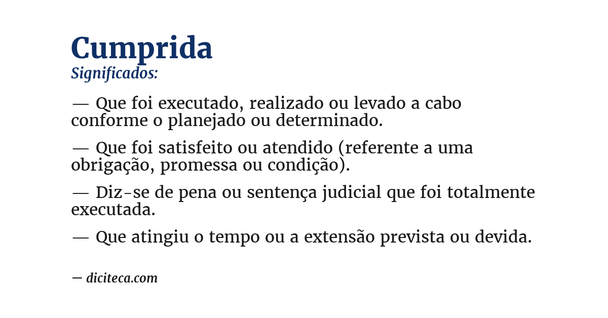Significado de cumprida