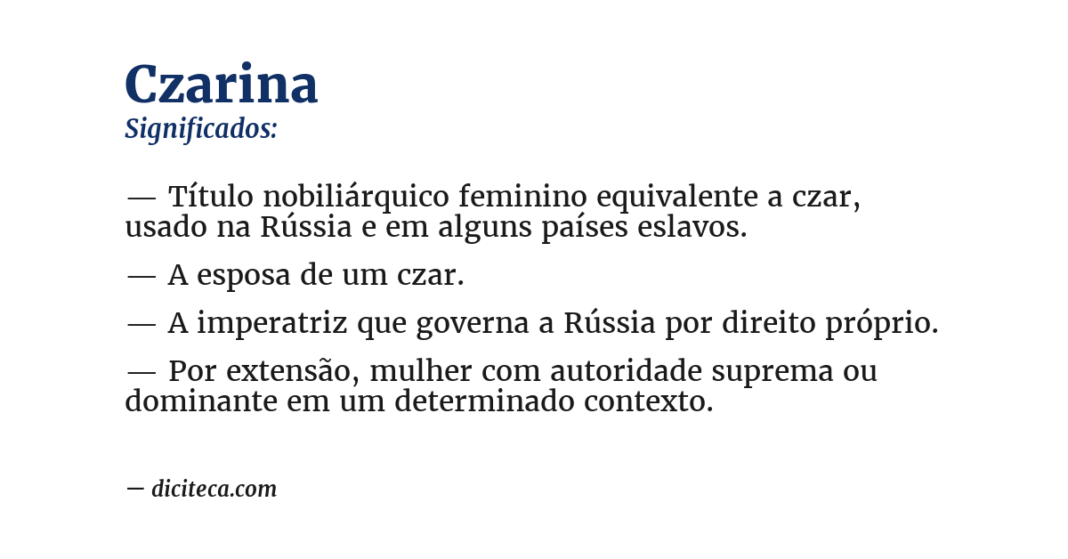 Significado de czarina