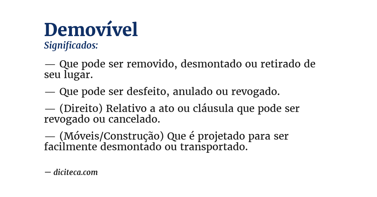 Significado de demovível