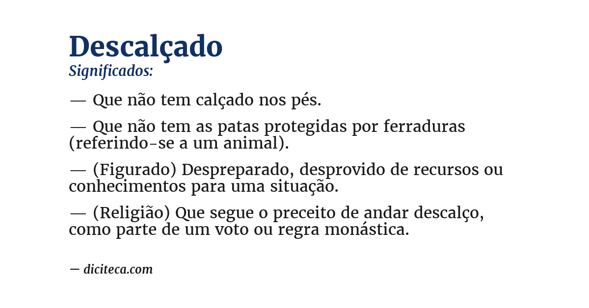 Significado de descalçado