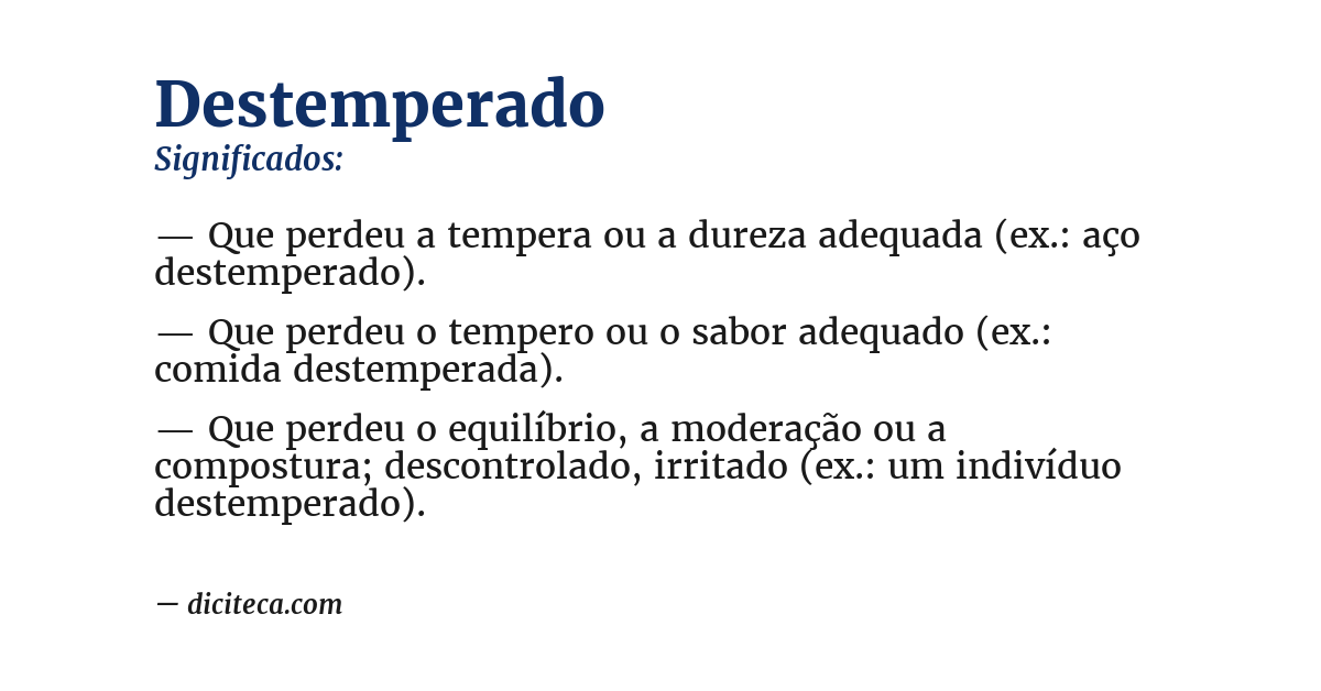 Significado de destemperado