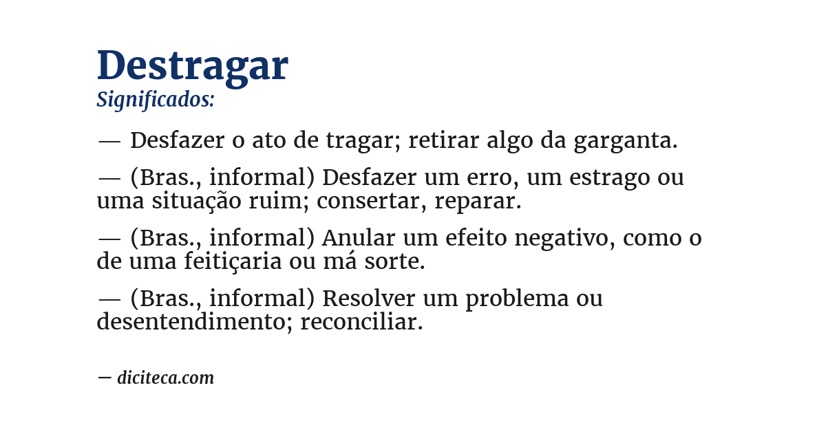 Significado de destragar
