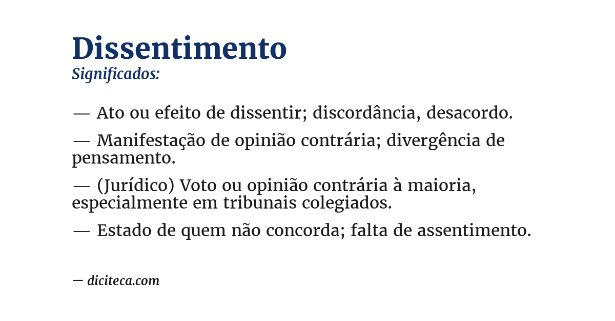 Significado de dissentimento