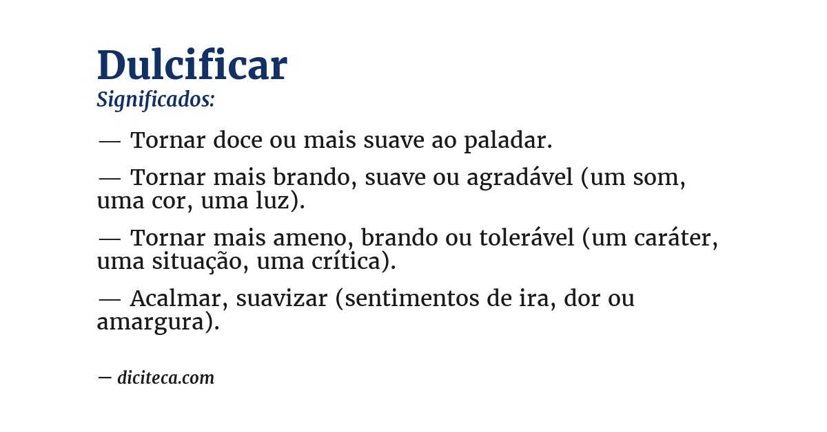 Significado de dulcificar