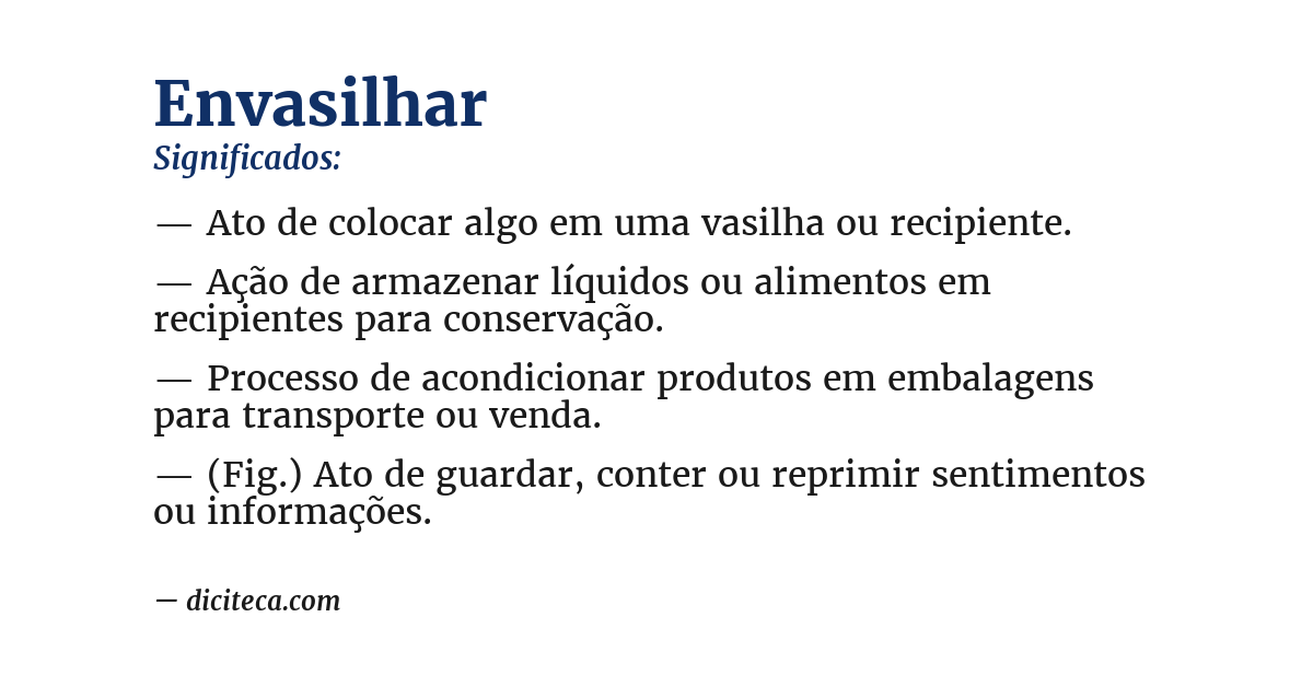 Significado de envasilhar