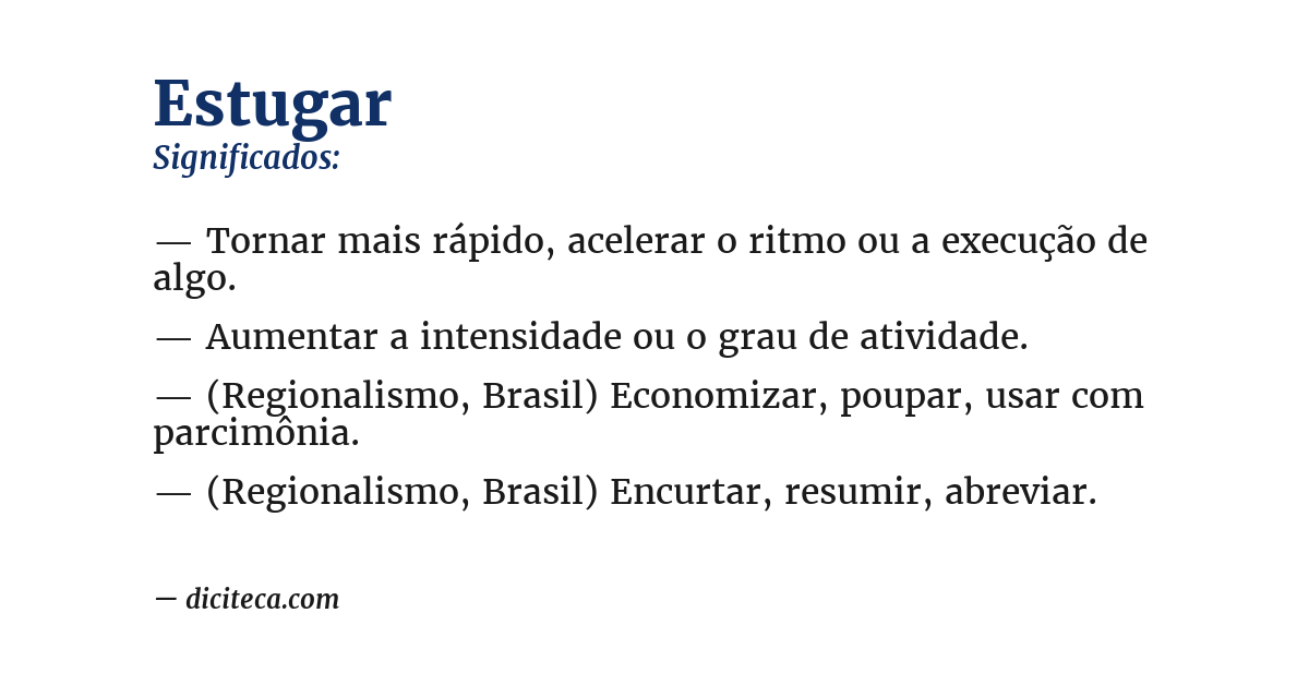 Significado de estugar