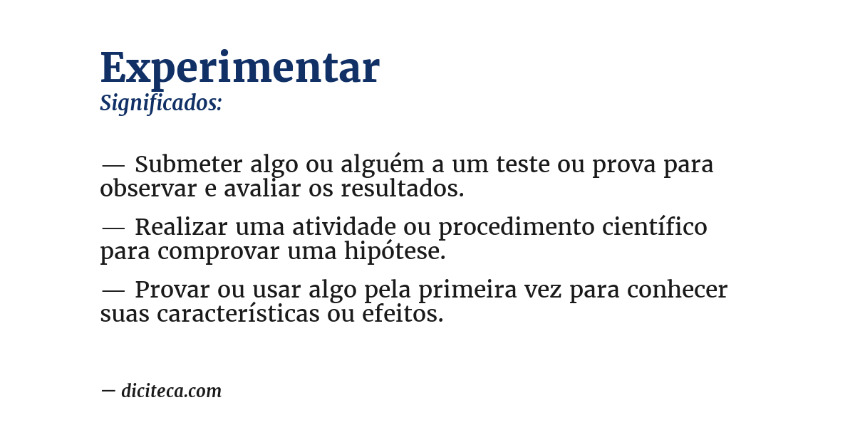 Significado de experimentar