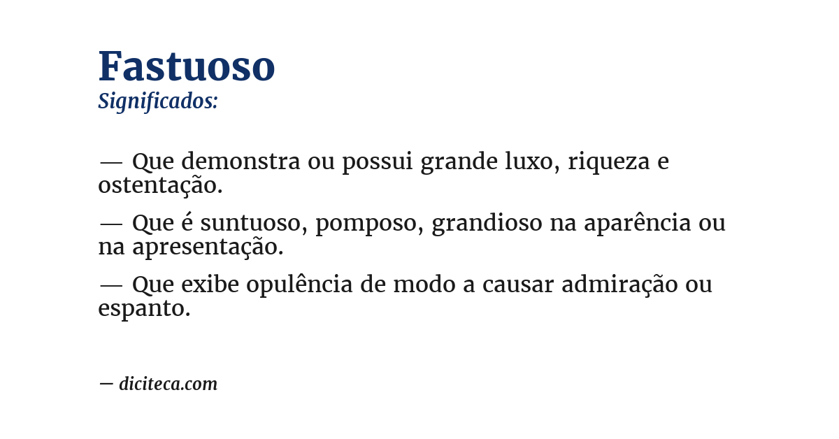 Significado de fastuoso