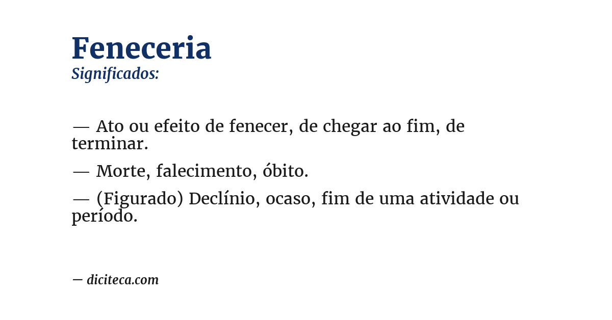 Significado de feneceria