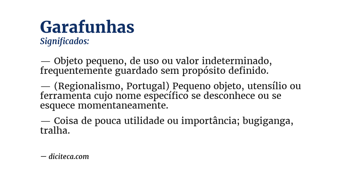 Significado de garafunhas