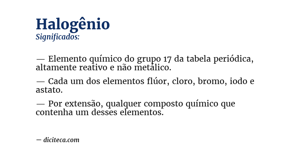 Significado de halogênio