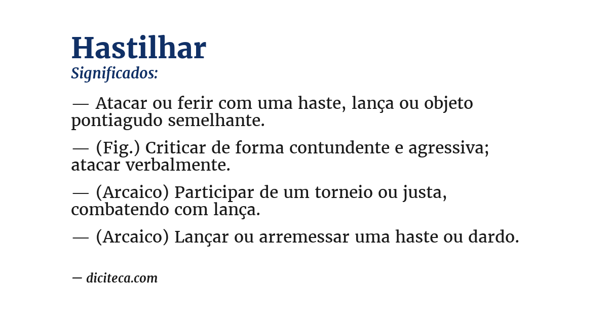 Significado de hastilhar