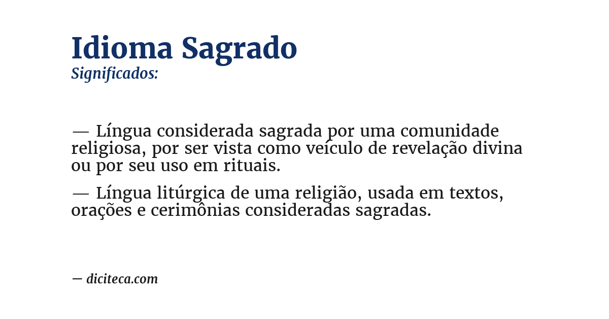 Significado de idioma sagrado