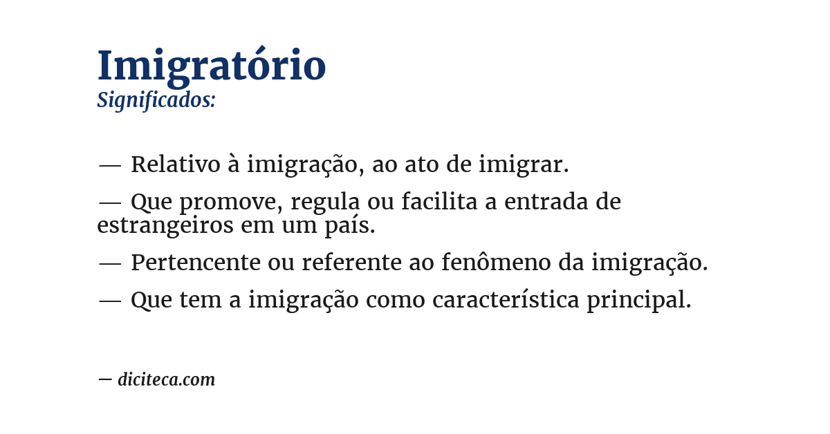 Significado de imigratório