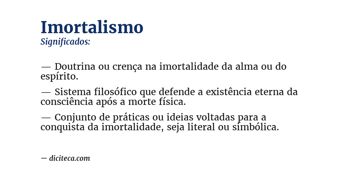 Significado de imortalismo